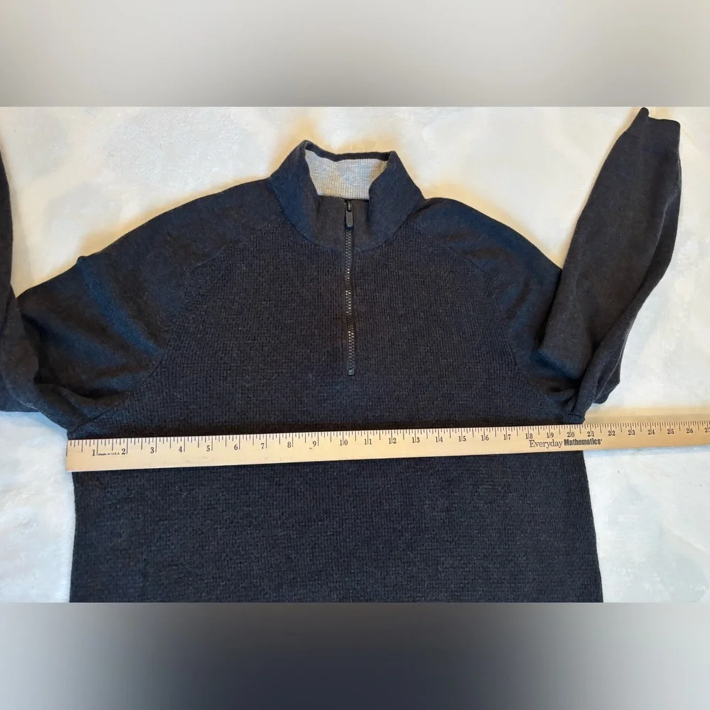 FLX Men's Sweater Black Quarter Zip-Up Turtleneck Pullover Dark Grey Size M - Picture 4 of 11